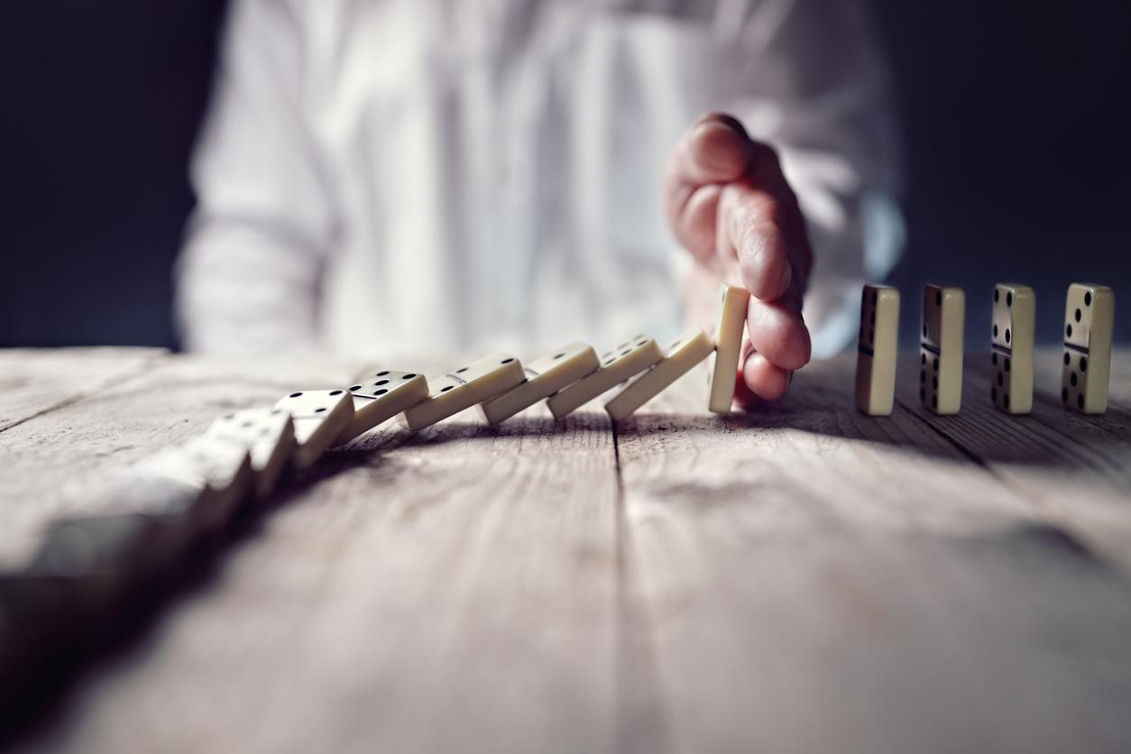 Stop the domino effect concept