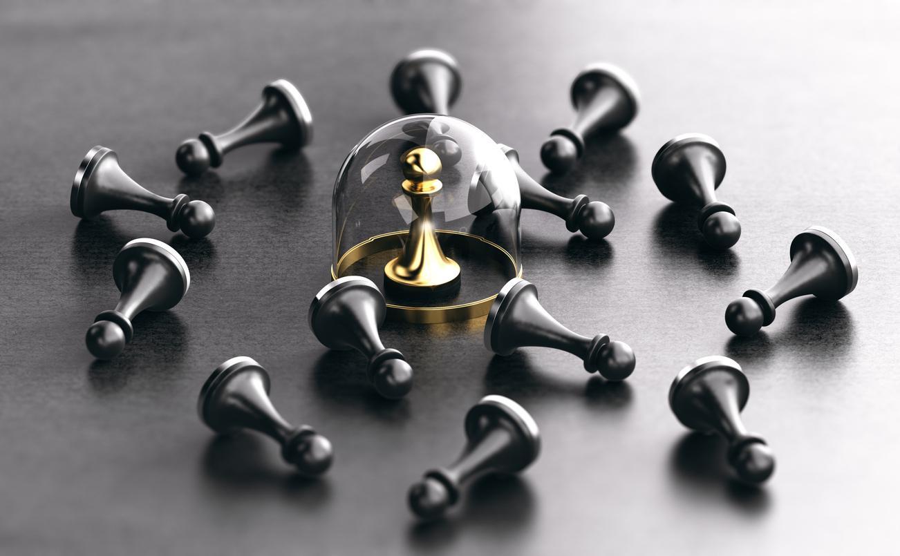 Pawn in glass case